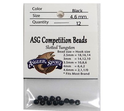 ASG Anodized Black Slotted Tungsted Beads 36 pack