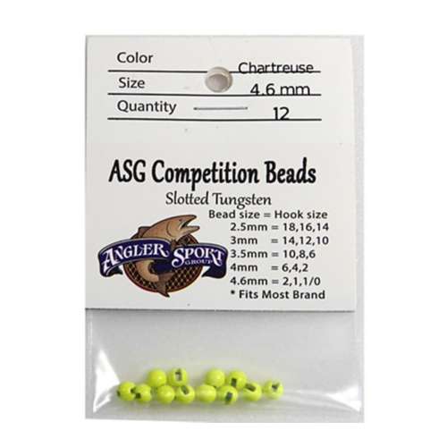 ASG Anodized Chartreuse Slotted Tungsted Beads 36 pack