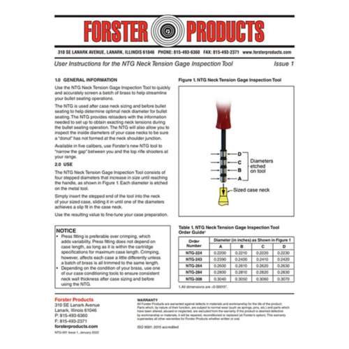 Forster Neck Tension Gage Inspection Tool