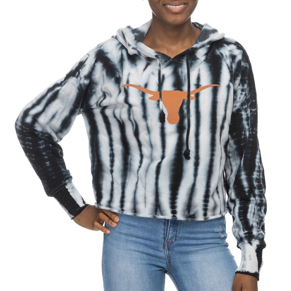 ZooZatZ Women's Texas Longhorns Shibori Hooded Cropped Top product image