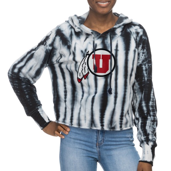 ZooZatZ Women's Utah Utes Shibori Hooded Cropped Top product image