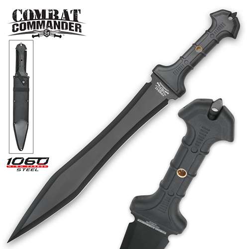 United Cutlery Combat Commander Full-Tang Gladiator Sword With Nylon Belt Sheath