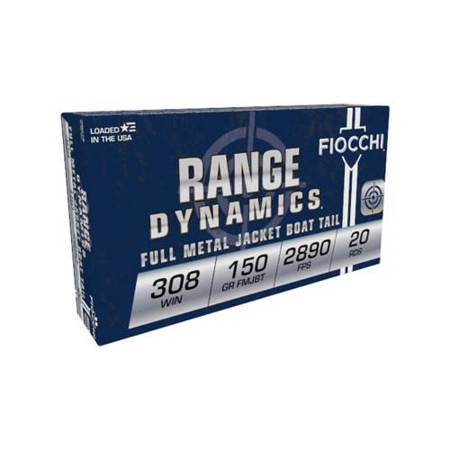 Fiocchi Range Dynamics FMJBT 308 Winchester Rifle Ammunition 20 Round Box