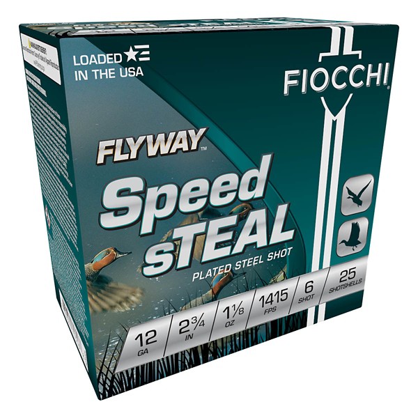 FIOCCHI Flyway Speed sTEAL Plated Steel Shot 12 Gauge Shotshells