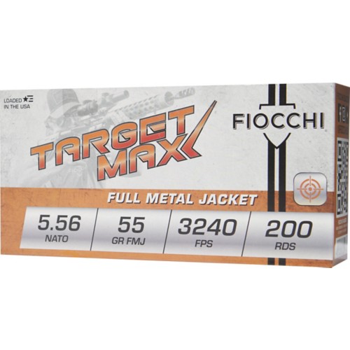 Fiocchi Target Max FMJ SCHEELS Exclusive 5.56x45mm NATO Rifle Ammunition 200 Round Box
