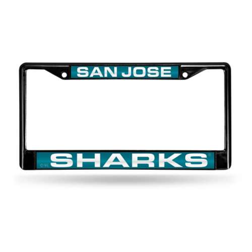 Rico Industries San Jose Sharks Black Laser Cut Chrome License Plate Frame