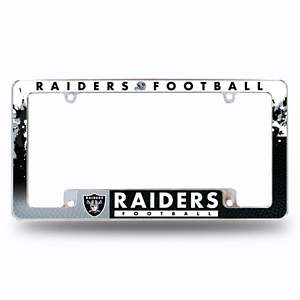 NFL Oakland Raiders Black Laser Cut Chrome License Plate Frame