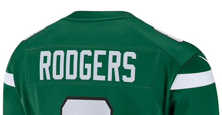 back of aaron rodgers new york jets jersey