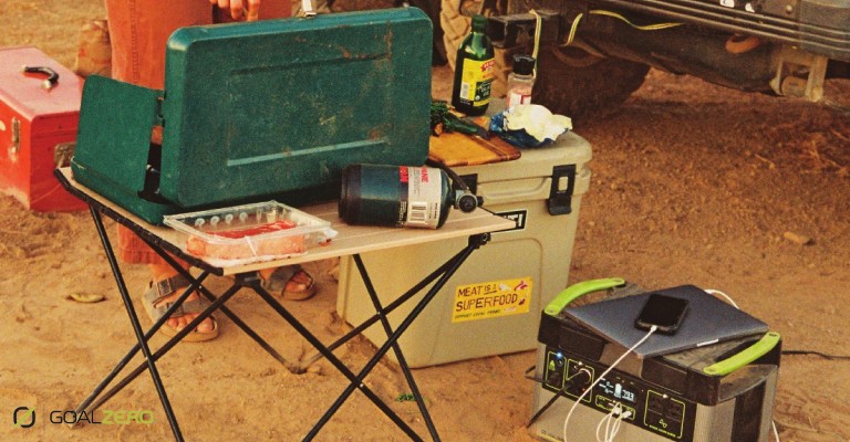 goal zero power bank charging phone and stove