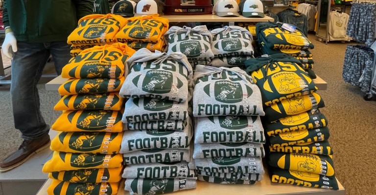 bison sweatshirts on display