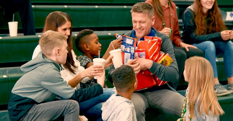 a family at a sporting event together