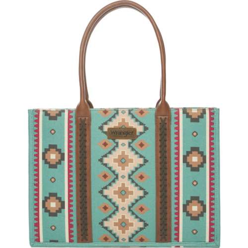 Montana West Wrangler Southwestern Pattern Dual Sided Print Canvas Wide Tote