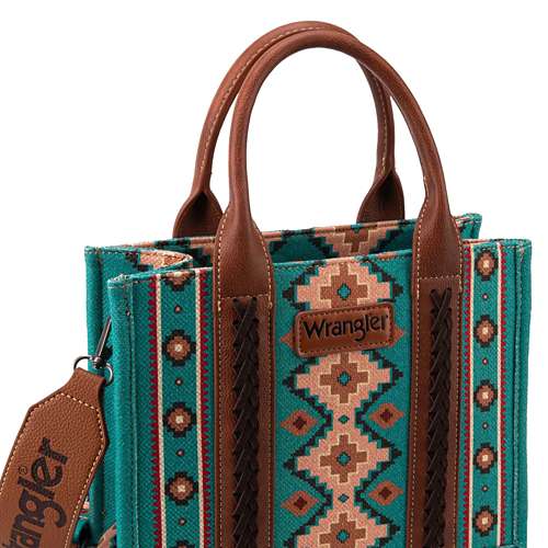 Montana West Wrangler Allover Aztec Dual Sided Print Crossbody Canvas Tote