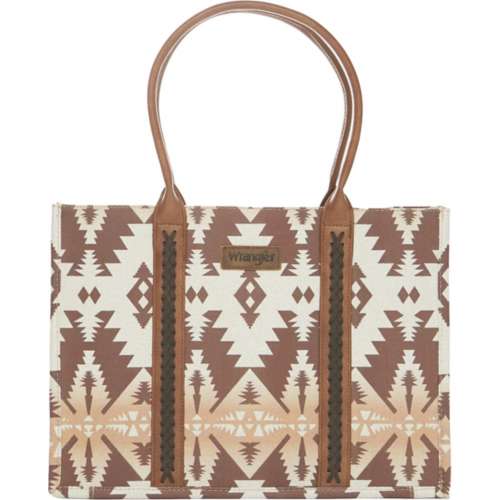 Montana West Wrangler Southwestern Pattern Dual Sided Print Canvas Wide Tote