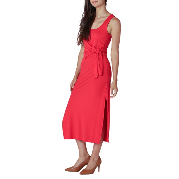 Women's Dex Clothing Tie Waist Midi Dress Large Scarlet