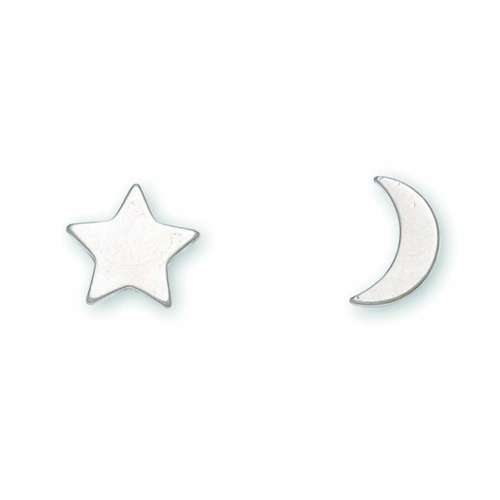 Howards Star and Moon Silver Earrings