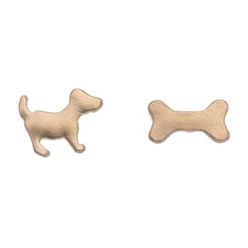 Howards Dog and Bone Gold Earrings