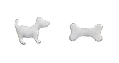 Howards Dog and Bone Silver Earrings