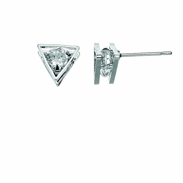 Howards Triangle Dazzler Silver Earrings Silver