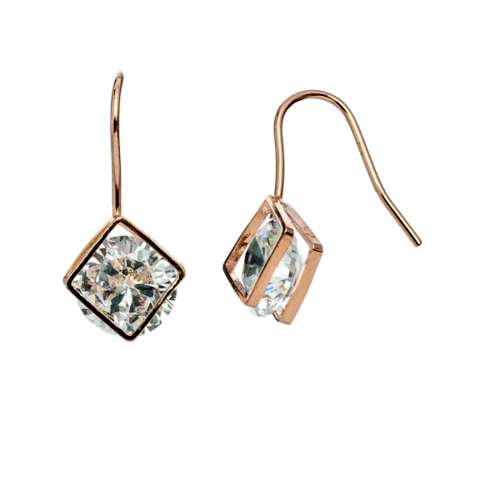 Howards Square Drop Dazzler Gold Earrings