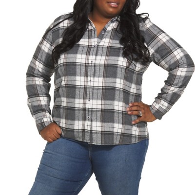 Women's North River Plus Size Brushed Long Sleeve Button Up Shirt