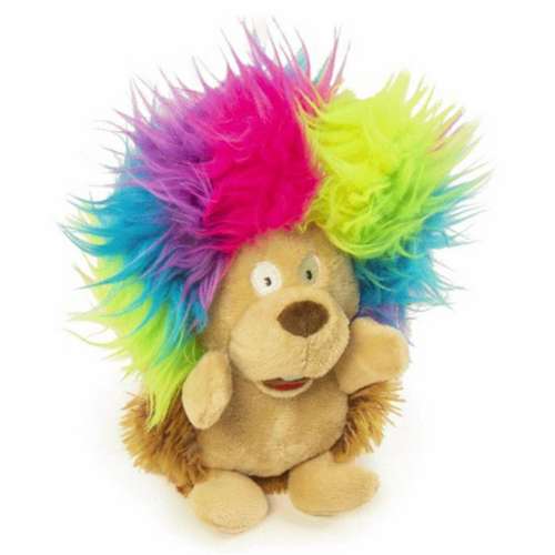GoDog Silent Squeak Crazy Hair Hedgehog Dog Toy