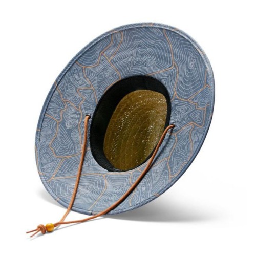 Hemlock Hat Co Printed Brim Straw Sun Hat