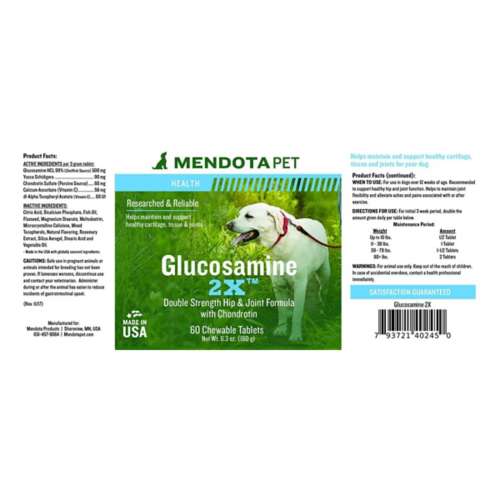 Mendota Pet Glucosamine 2X Chewable Tablets 60 Count