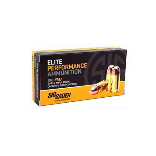 Sig Sauer Elite Performance FMJ Pistol Ammunition 50 Round Box