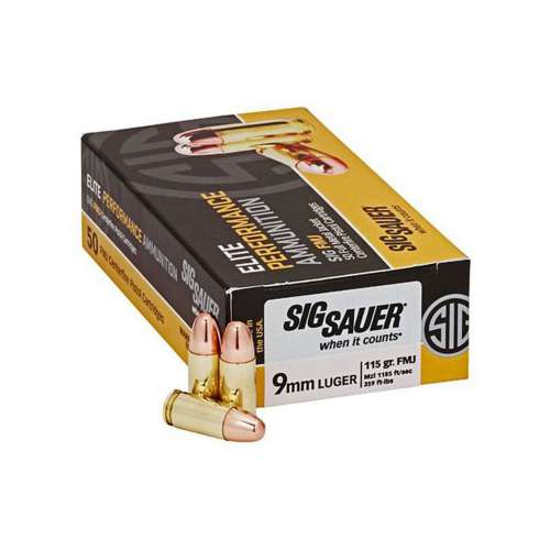 Sig Sauer Elite Performance FMJ Pistol Ammunition 50 Round Box