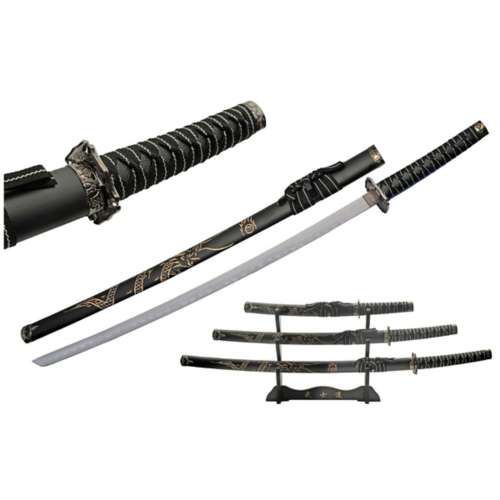 SZCO Black Dragon Katana 3 piece Set Sword