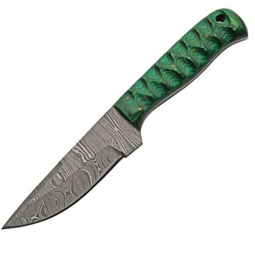Rite Edge Damascus Steel Green Exotic Hunting Knife