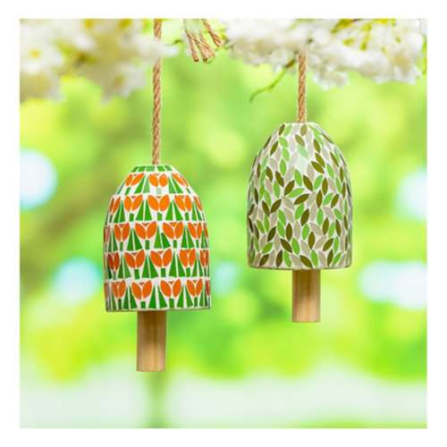 Evergreen Enterprise Tulip Greens Mosaic Glass Bell Chime (Color May Vary)