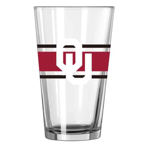 Logo Brands Oklahoma Sooners 16 oz Stripe Pint Glass