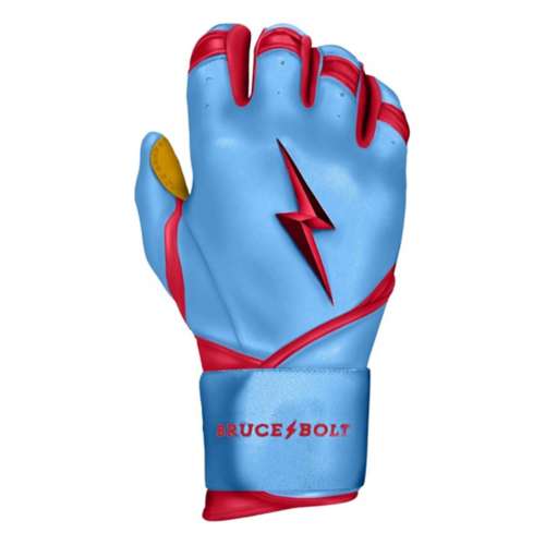 Adult Bruce Bolt Premium Pro Series Long Cuff Baseball Batting Gloves