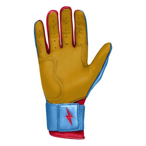 Adult Bruce Bolt Premium Pro Series Long Cuff Baseball Batting Gloves