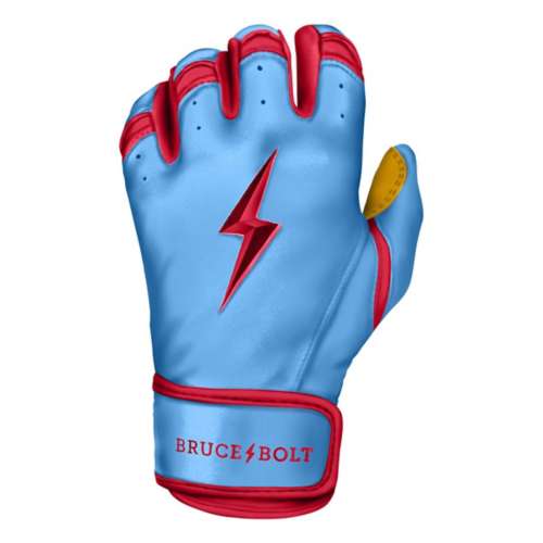 Kids Bruce Bolt Premium Pro Bader Series Short Cuff Baseball Batting Gloves