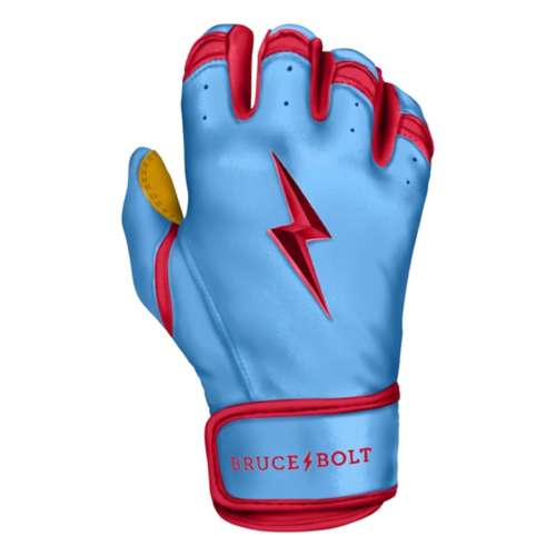 Adult Bruce Bolt Premium Pro Series Short Cuff Baseball Batting Gloves