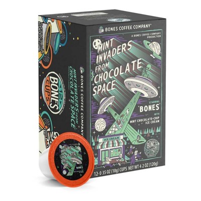 Bones Coffee Co. Mint Invaders From Chocolate Space Bones Cups 12 Count Coffee