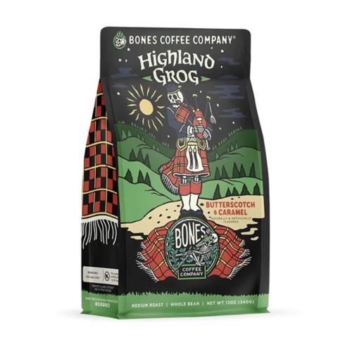 Bones Coffee Co. Highland Grog Whole Bean 12 oz Coffee - Primary Image