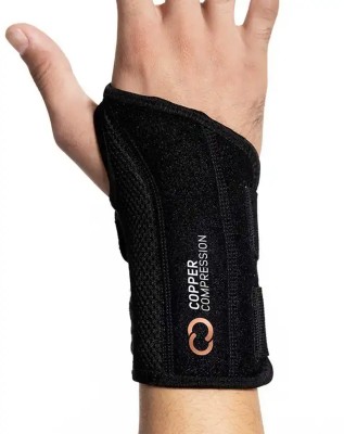 Copper Wrist Compression Sleeve Elastic Wrist Support Sleeve Wrist Brace  for Tendonitis Arthritis Sprains Pain Relief Breathable Carpal Tunnel Hand  Brace for Sport Fitness Workout Typing (S) Small (Pack of 1)