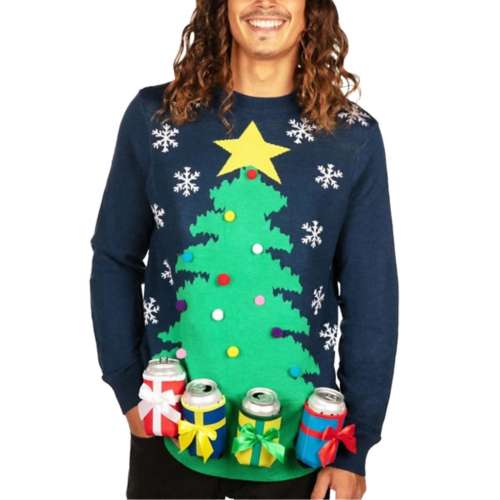 Adult Tipsy Elves Christmas Tree with Beer Holsters Ugly Christmas Pullover Sweater