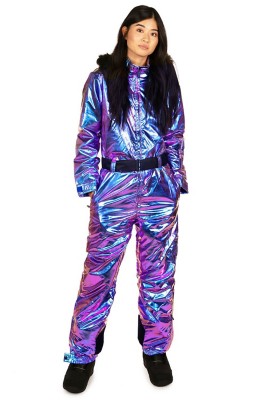 iridescent ski suit