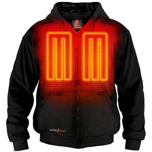 Adult ActionHeat 5V Battery Full Zip navy hoodie Heated Hooded Fleece Jacket