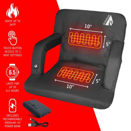 Heated Stadium Seats for Bleachers Rechargeable Heated Seat Cushion APP  Control 3 Levels of Heat Portable Foldable Chair w/Timing Function Warm