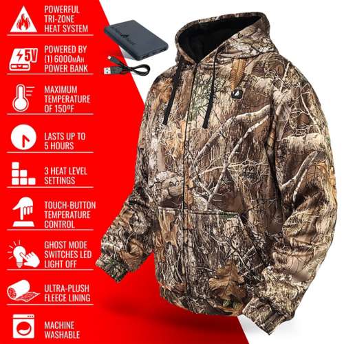 Adult ActionHeat 5V Battery Heated Hooded Fleece Jacket