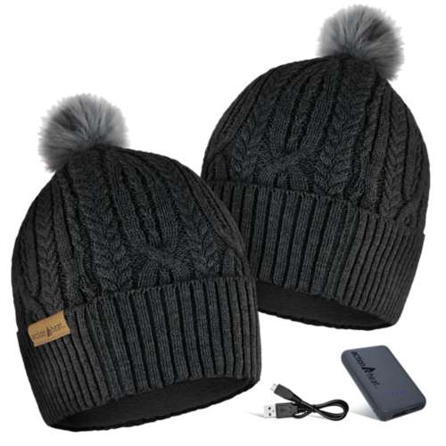 Adult ActionHeat 5V Battery Heated Cable Knit Beanie