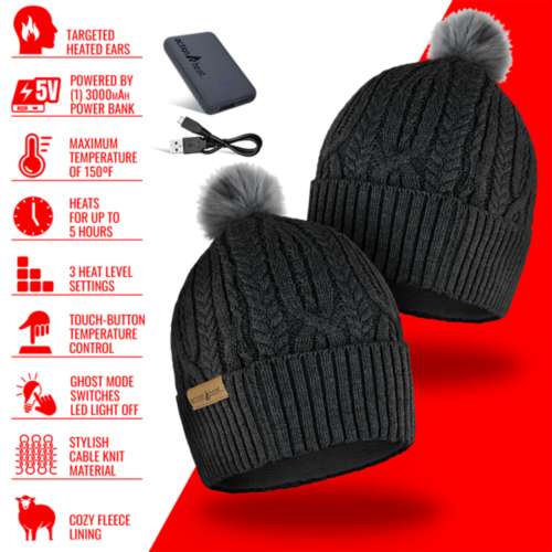 Adult ActionHeat 5V Battery Heated Cable Knit Beanie