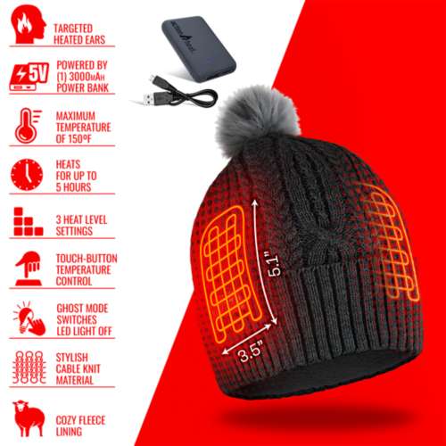 Adult ActionHeat 5V Battery Heated Cable Knit Beanie