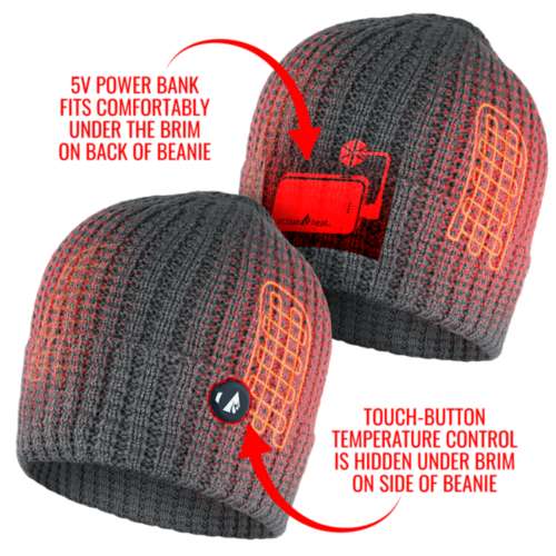 Adult ActionHeat 5V Battery Heated Waffle Knit Beanie